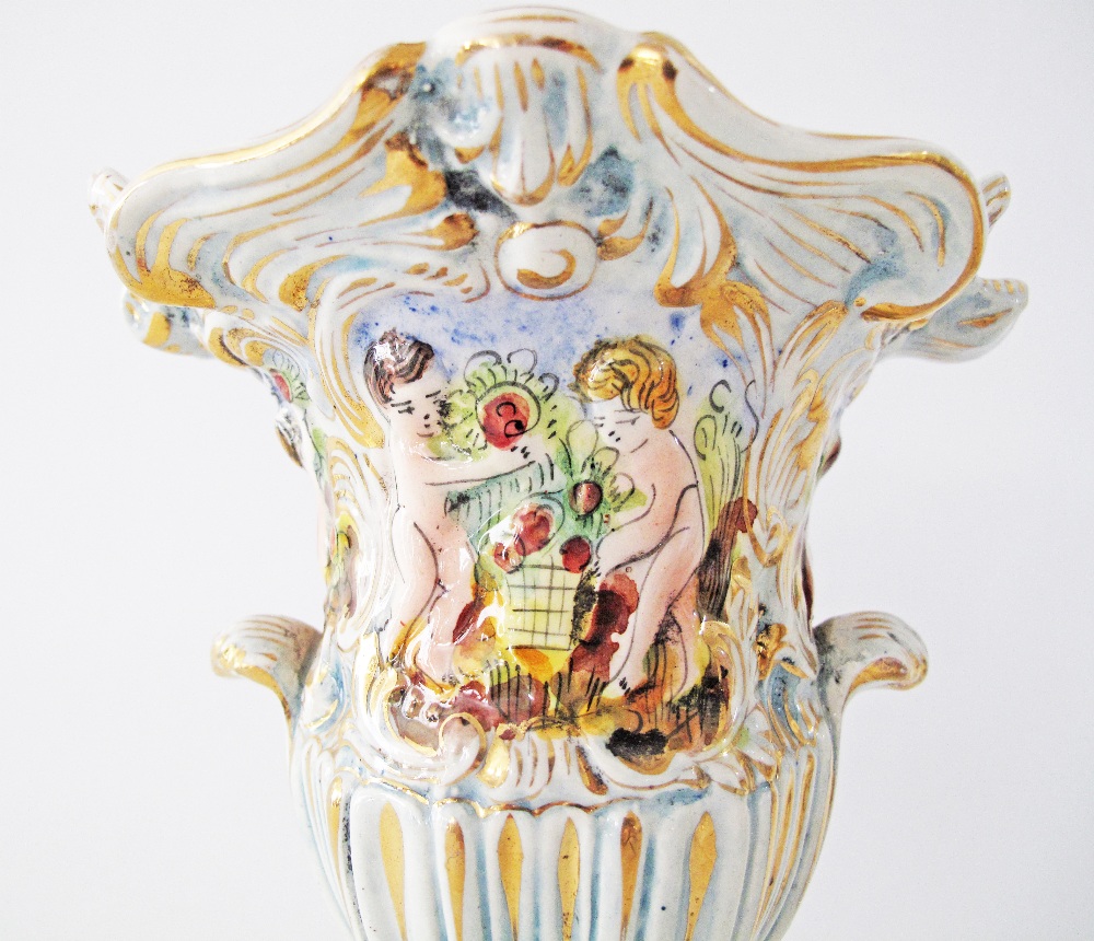 A garniture of three vintage Italian Capodimonte porcelain vessels marked pattern 1366 / 27 and - Image 9 of 11