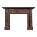 A Victorian Chippendale style carved mahogany fire surround, acanthus panels, foliate carved