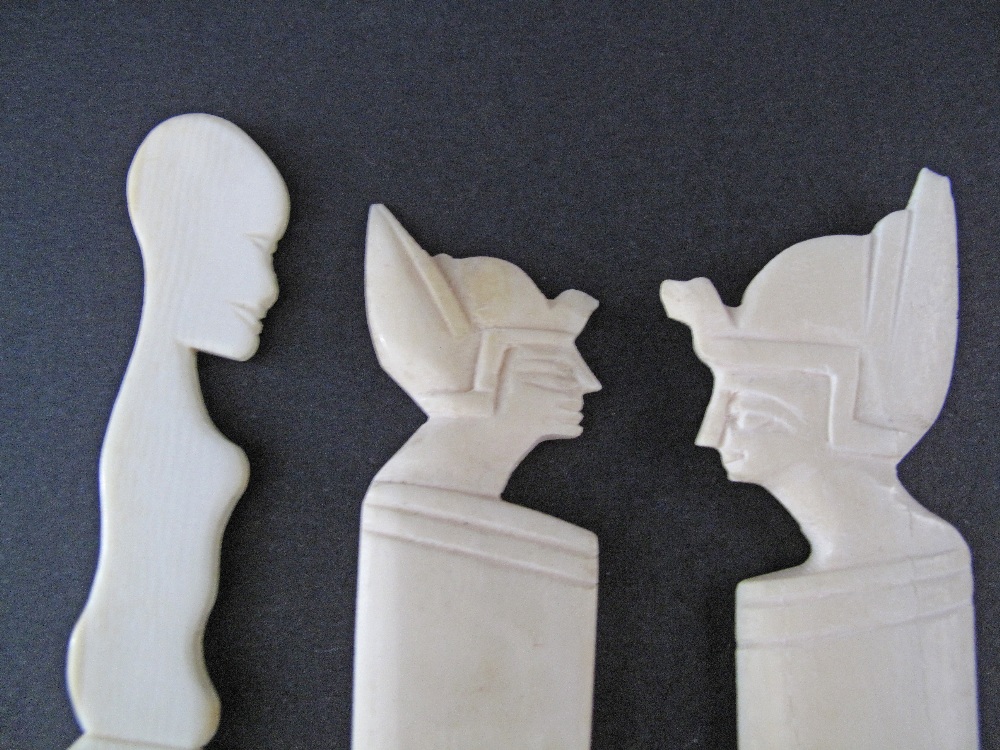 A collection of three African carved ivory paper knives, late 19th / early 20th century with - Image 3 of 3