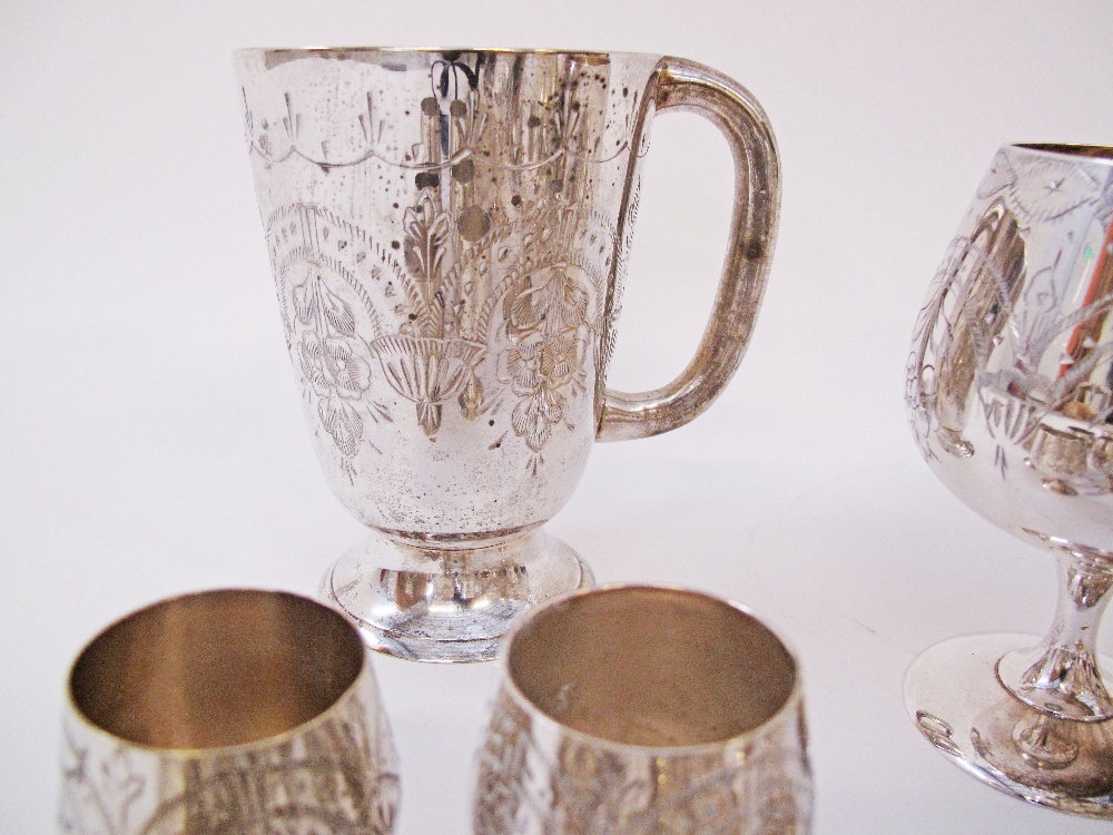 A collection of silver plated drinks goblets in four sizes together with twelve napkin rings and - Image 6 of 6