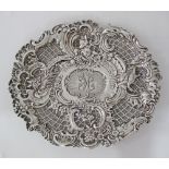 A German silver dish, Hallmarked 800, Richard Garten, Dresden 1860-1905, heavily decorated in
