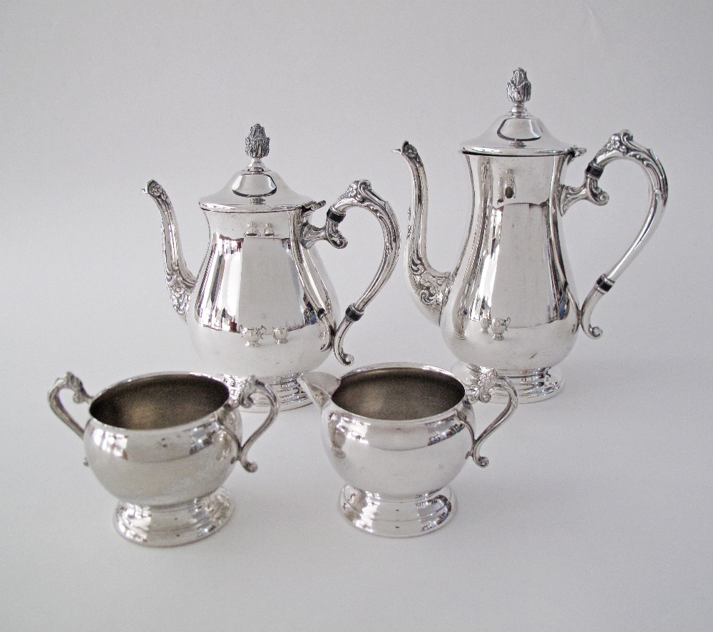 A silver plated tea set in a round pierced galleried tray W39cm, together with a pair of silver - Image 3 of 9