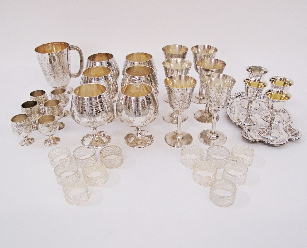 A collection of silver plated drinks goblets in four sizes together with twelve napkin rings and - Image 2 of 6