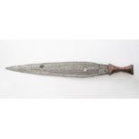 A short sword / dagger of the African Azande or Boa Tribe of Zaire with a 415mm long double edged