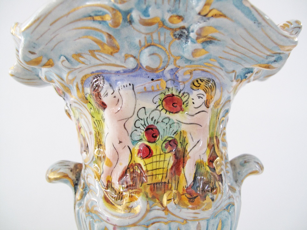 A garniture of three vintage Italian Capodimonte porcelain vessels marked pattern 1366 / 27 and - Image 10 of 11