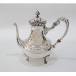 An Egyptian Hallmarked 900 silver coffee pot, mid 20th century, H22cm, W23cm, weight: 890g