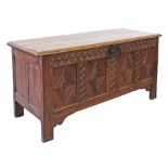 An English late 17th/early 18th Century Oak Chest / Coffer, with moulded edge over a four panel