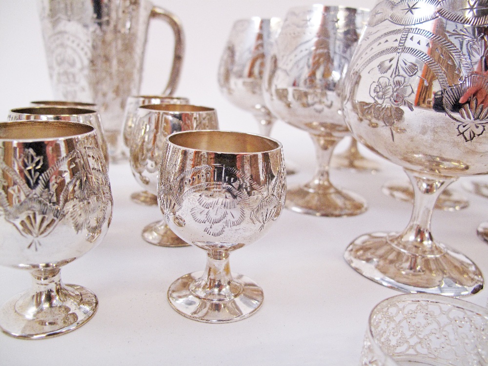 A collection of silver plated drinks goblets in four sizes together with twelve napkin rings and - Image 5 of 6