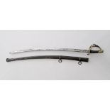 Napoleonic Period French or German Light Cavalry Officer's Sword, single edged, slightly curved