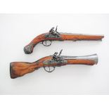 Two replica flint lock pistols L47cm and L44cm