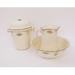 An Adderley's Ltd ceramic wash jug and basin set, 'manufactured for Harrod's Ltd, Brompton Rd SW',