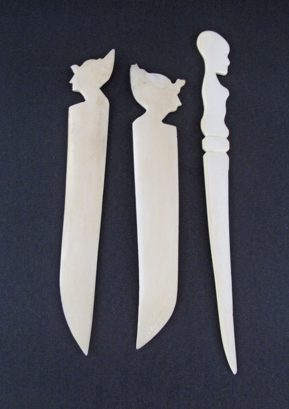 A collection of three African carved ivory paper knives, late 19th / early 20th century with - Image 2 of 3
