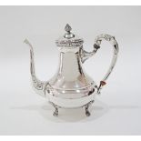 An Egyptian Hallmarked 900 silver tea pot, mid 20th century, H20cm, W22cm, weight: 829g.