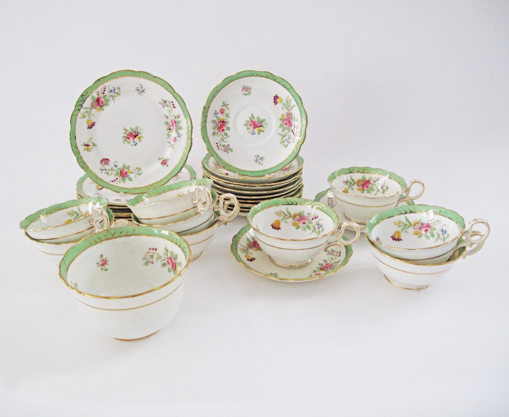 An English Paragon China part tea set comprising 9 tea cups and 12 saucers, 7 cake plates, and a