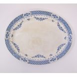 A large meat serving oval ceramic dish in blue and white Chippendale pattern by Knowsley -