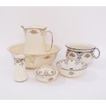 An Adderley's Ltd ceramic wash jug and basin set, 'manufactured for Harrod's Ltd, Brompton Rd SW',