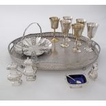 A collection of silver plated items comprising an oval tray W52cm (13)