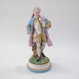 A late 19thC French bisque porcelain figure of a man in 18th century dress, Jean Gille, Vion & Baury