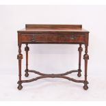 A William & Mary style walnut side board, with one frieze drawer on 4 baluster turned legs, linked