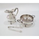 An Egyptian Hallmarked 900 silver sugar bowl and a milk jug together with a sterling silver