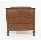 A c19th century Anglo / Flemish style oak chest of three long drawers fitted with brass drop handles