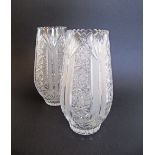 A pair of Bohemian hand cut crystal vases H25cm (2)