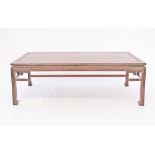 A Chinese style carved mahogany rectangular low center table