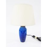 A blue flambe Sevres porcelain signed Paul Milet table lamp c1911.