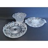 A collection of two crystal serving dishes, together with a Bohemian hand cut crystal bowl