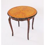 A Louis XV style serpentine round marquetry side table