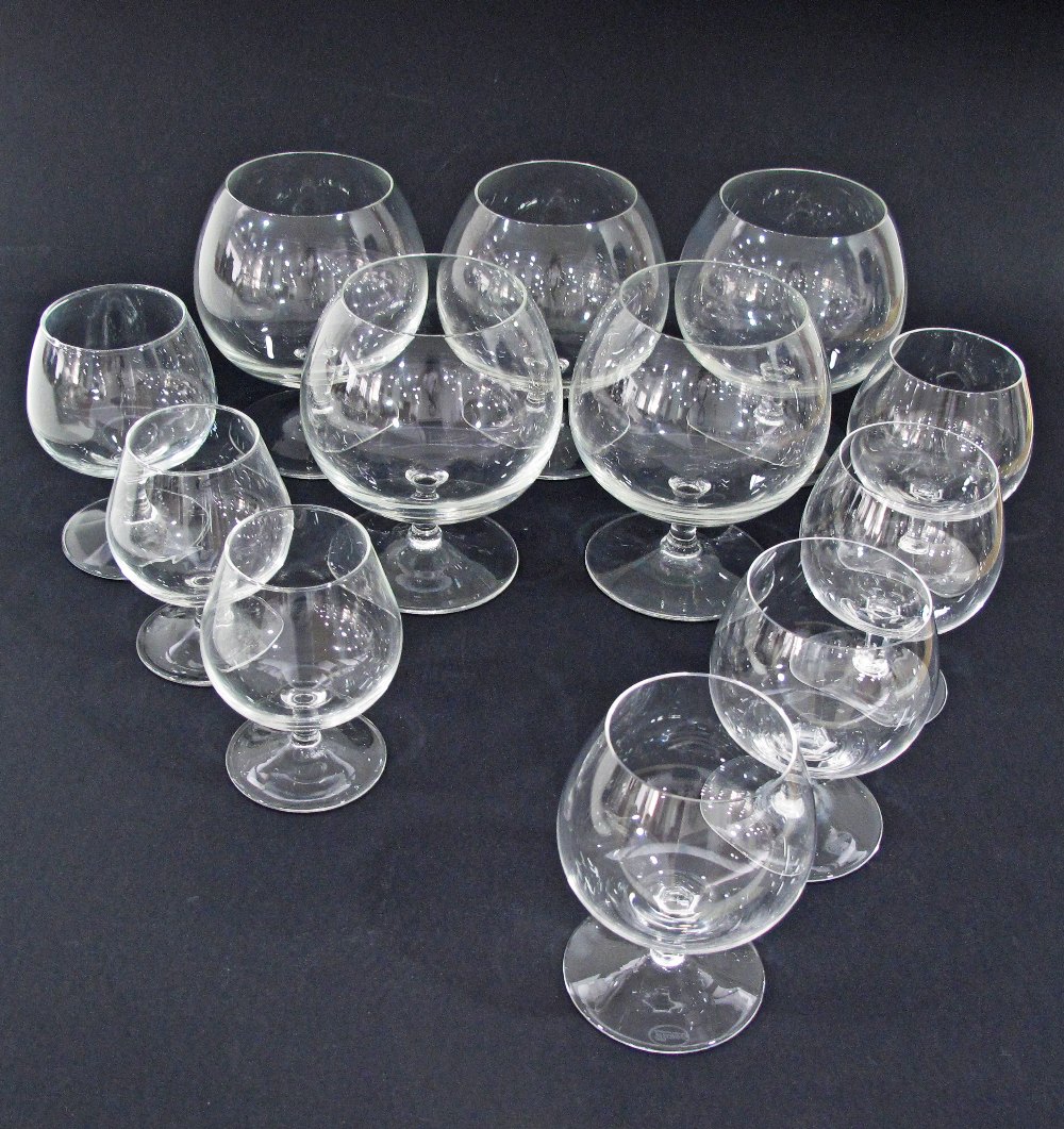 A collection of 4 Moser crystal brandy glasses, 5 brandy balloons and 3 other cognac glasses. (12)