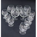 A collection of 4 Moser crystal brandy glasses, 5 brandy balloons and 3 other cognac glasses. (12)