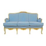 A three seater Louis XV style, French reproduction sofa,