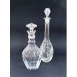 Two crystal decanters with stoppers