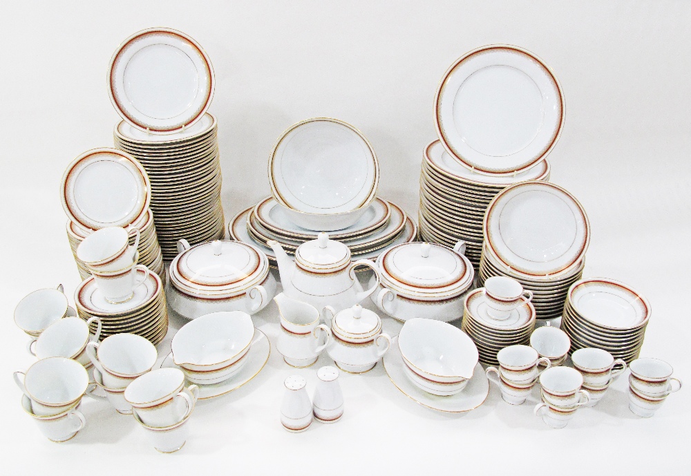 An extensive Noritake "Doral Maroon 2992" porcelain dinner set, c1980s