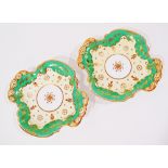 A pair of Coalport porcelain dishes with moulded flowers in relief