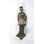 Saint-Martin. Statue d'applique suspendue en bois sculpté polychrome. XVIIIe [...]