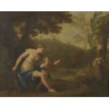 École française XVIIIe siècle. Vénus éduquant Amour. Huile sur toile. - 37.5 x [...]