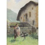 Édouard John RAVEL (1847-1920). Deux enfants du Valais. Aquarelle. Signé et daté [...]