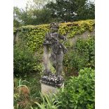 André LOTTI (1895-1985). Jeune pâtre à la flûte. Sculpture de jardin en pierre de [...]
