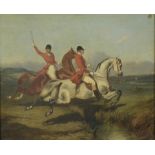 Achille GIROUX (1820-1854). La chasse à courre. Huile sur toile. Signé en bas à [...]