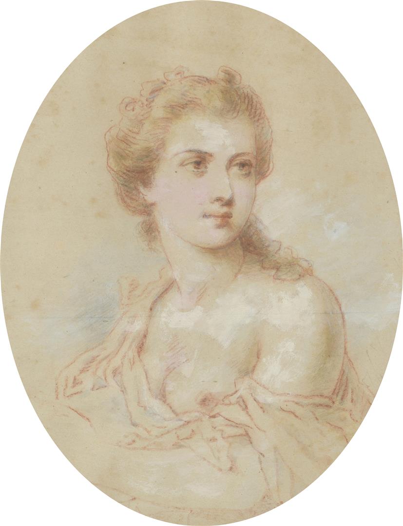 École française fin XIXe siècle. Jeune femme à l'épaule dénudée. Dessin aux [...]