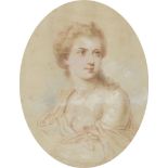 École française fin XIXe siècle. Jeune femme à l'épaule dénudée. Dessin aux [...]