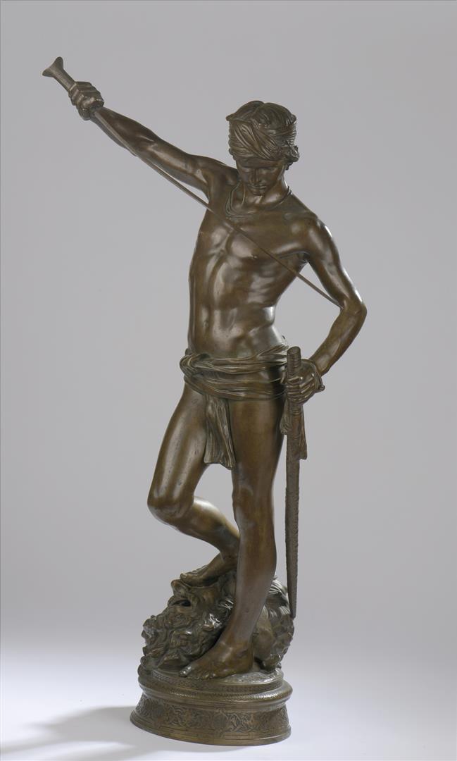 Antonin MERCIÉ (1845-1916), d'après. David et Goliath. Épreuve en bronze à patine [...]