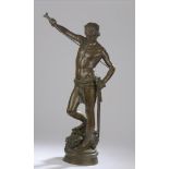 Antonin MERCIÉ (1845-1916), d'après. David et Goliath. Épreuve en bronze à patine [...]