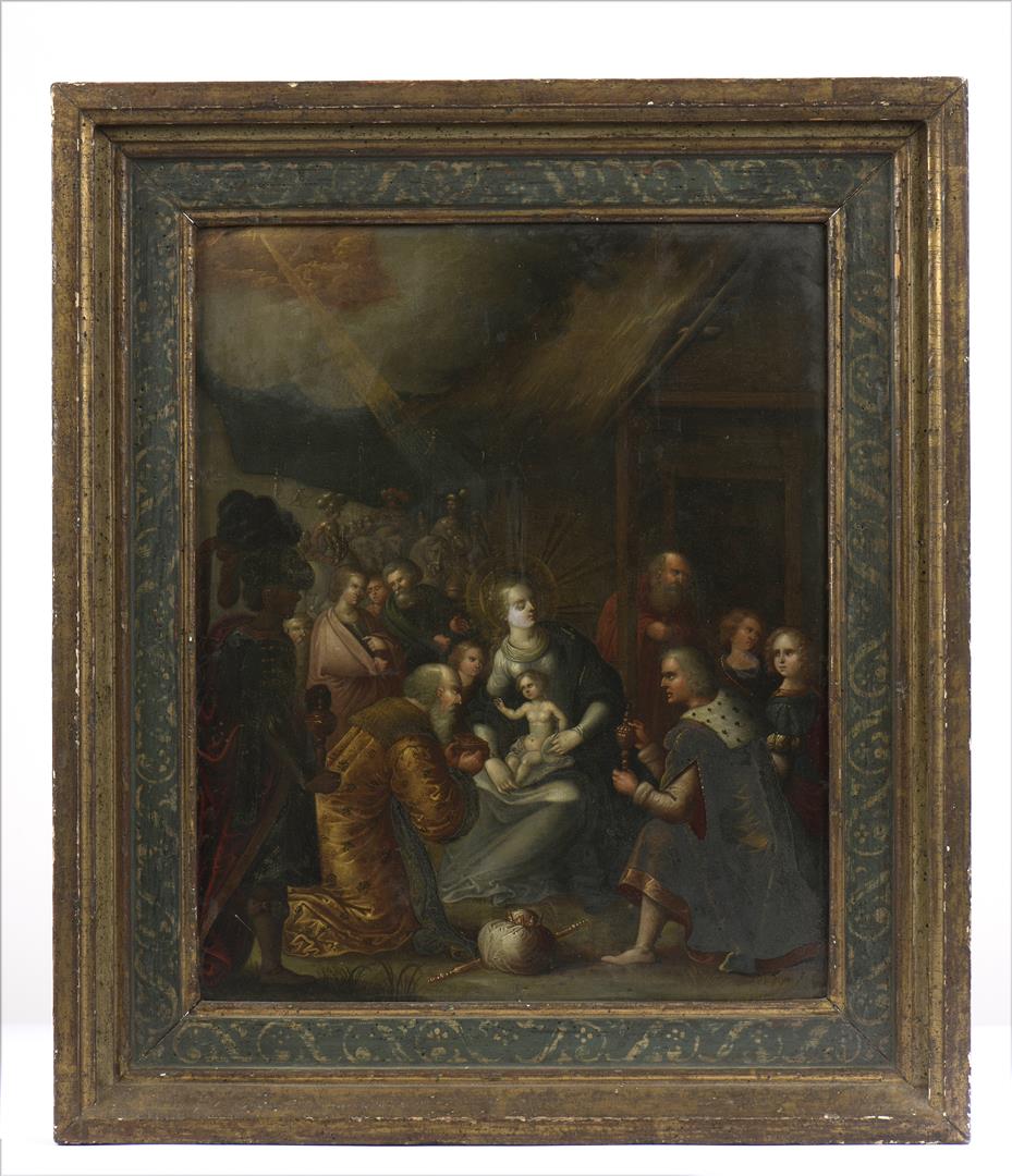 Louis de CAULLERY (Circa 1565 - 1622). L'Adoration des mages. Cuivre 37,5 x 31 cm - [...]