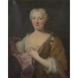 École française XVIIIe siècle. Portrait de dame en chemise. Huile sur toile. 74 x [...]