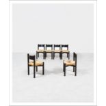 CHARLOTTE PERRIAND 1903-1999 I FRANCE Suite de six chaises modèle « Méribel » [...]