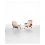 PIERRE GUARICHE 1926-1995 Paire de fauteuils modèle « SK 660 » Métal doré et [...]