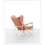 PIERRE GUARICHE 1926-1995 Fauteuil à oreilles modèle « Prefacto » Métal laqué [...]